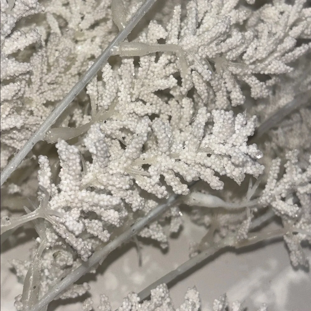 Snowy White Faux Fern Spray White Glitter Pine Branches White Tree Filler NWT